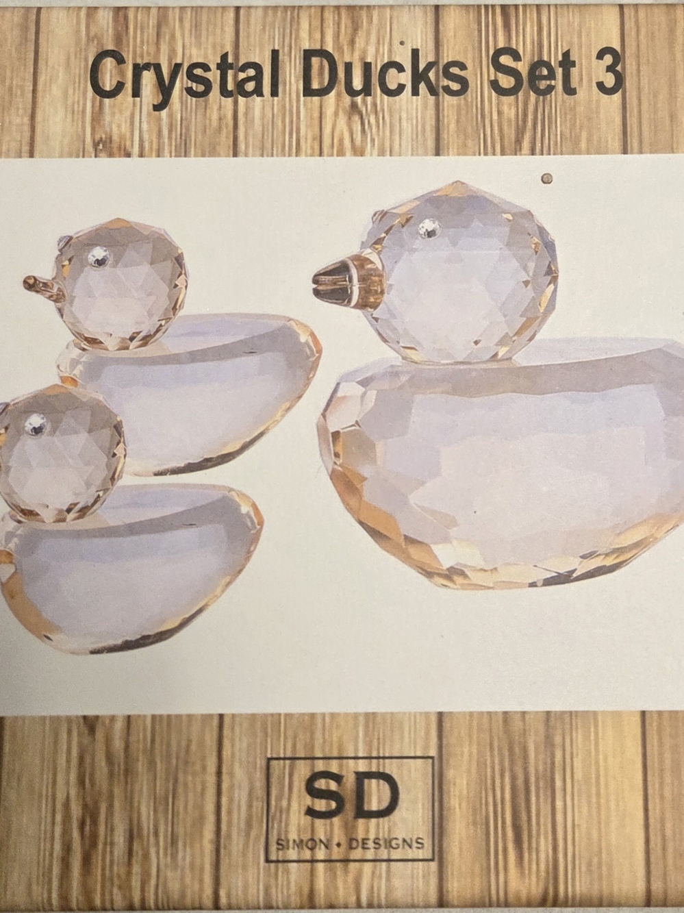 Crystal Ducks Set 3 - Clear/Gold Accent Home Decor